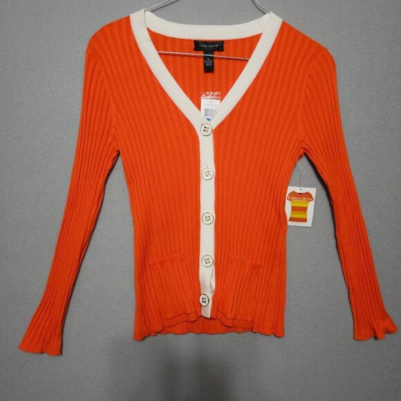 Cable & Gauge NWT Y2K Button Front Ribbed Fitted Top Sz LG - Picture 3 of 7